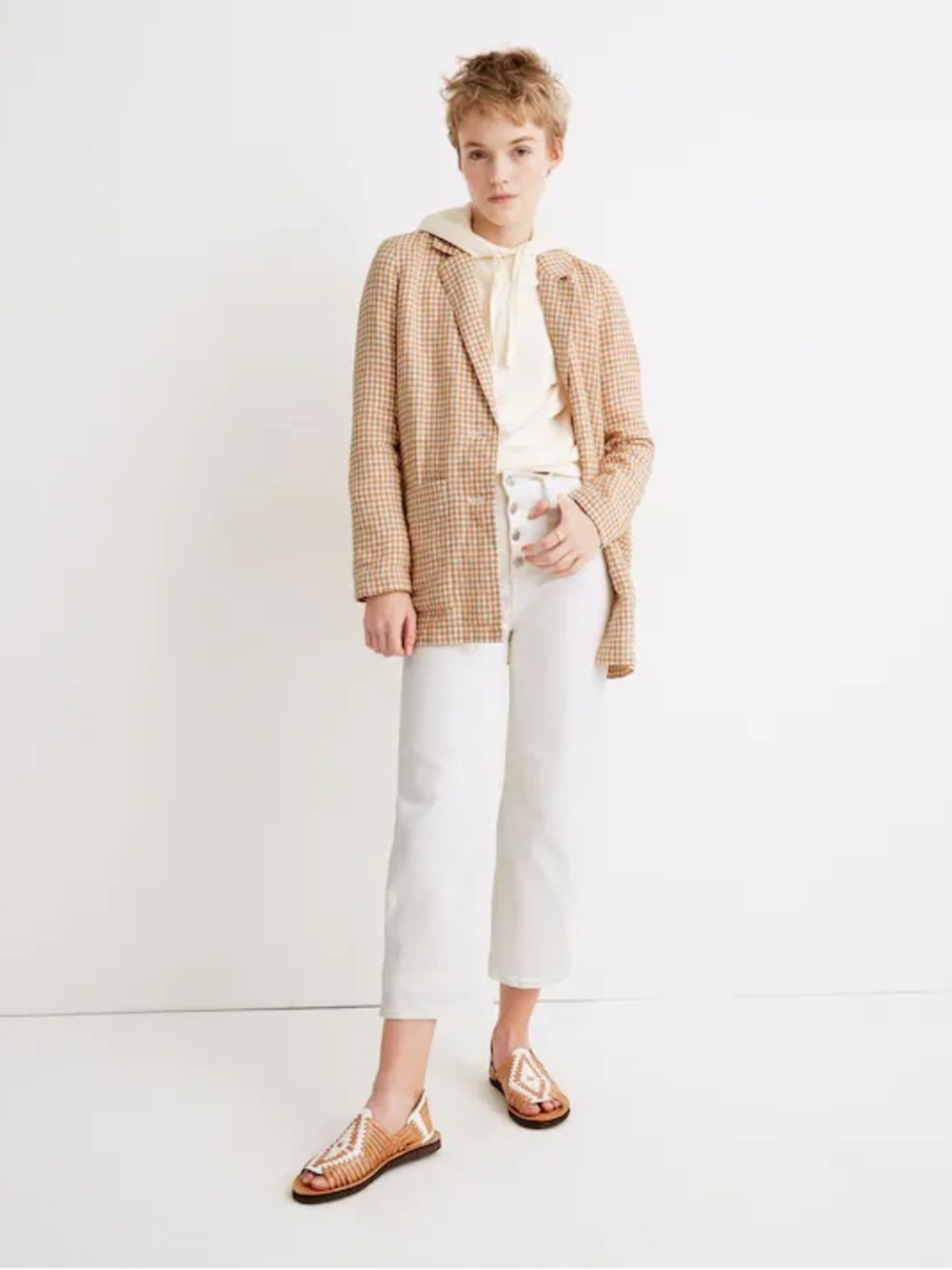 Madewell Linen Dorset Blazer in Gingham Check